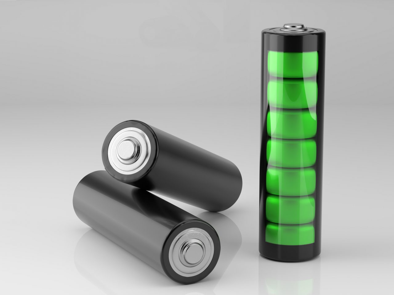 Battery charging. Battery use concept. 3d render